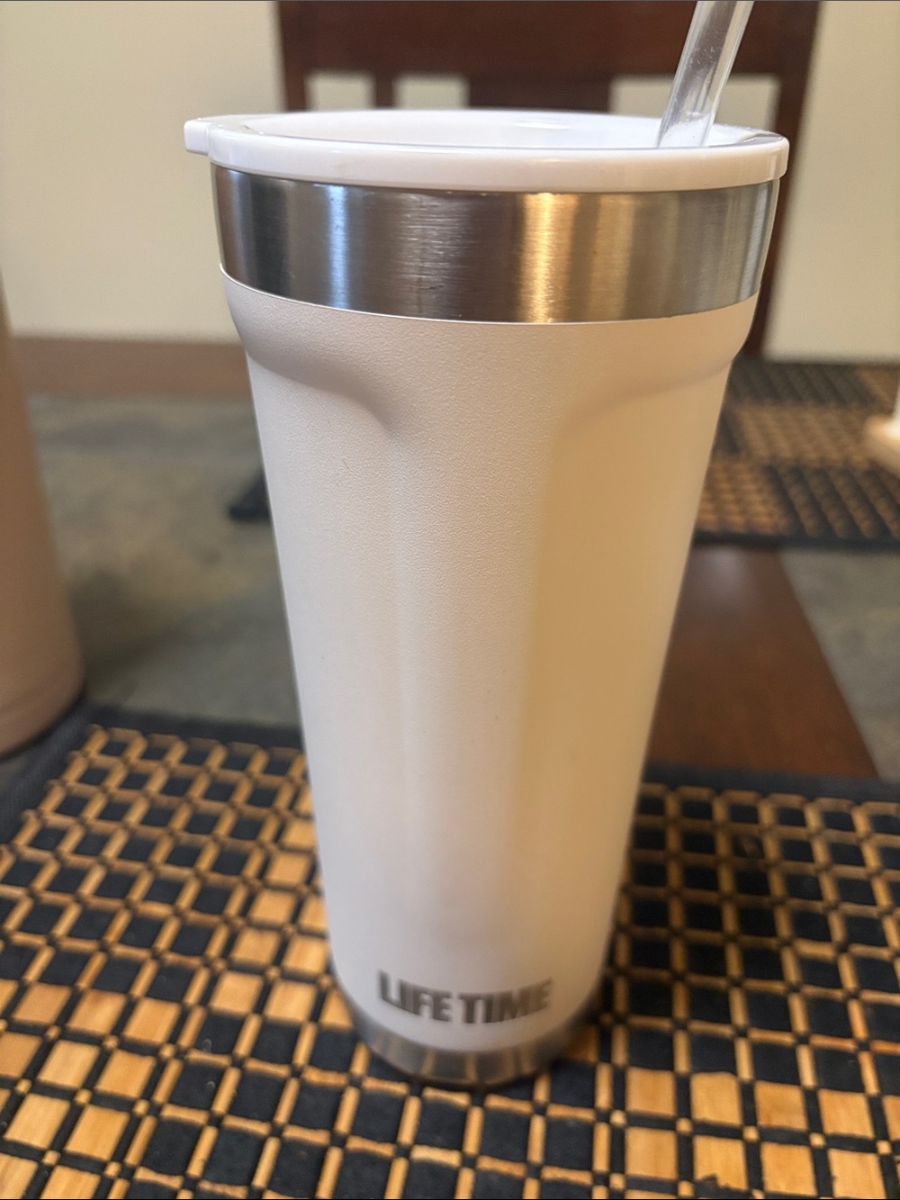 White Insulated Tumbler with Straw
